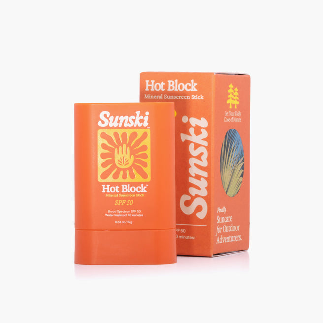 Hot Block SPF 50 Sunscreen - 0.53 oz / 15 g - Two Sunsiki Hot Block mineral sunscreen sticks on a white background