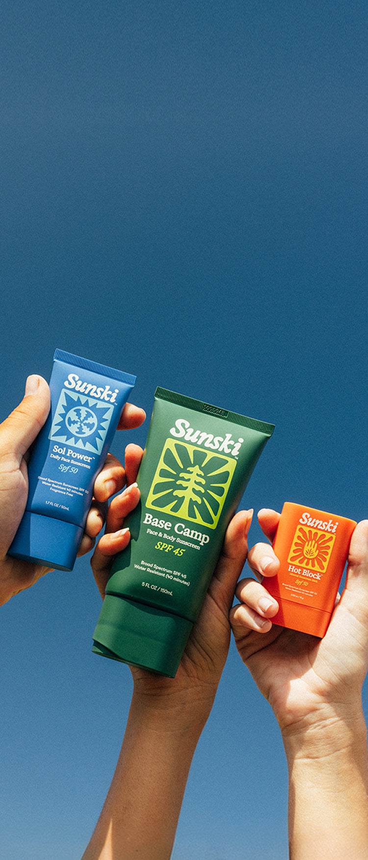 sunski spf on blue background