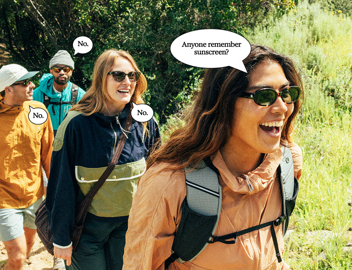 Hikers on a sunny trail
