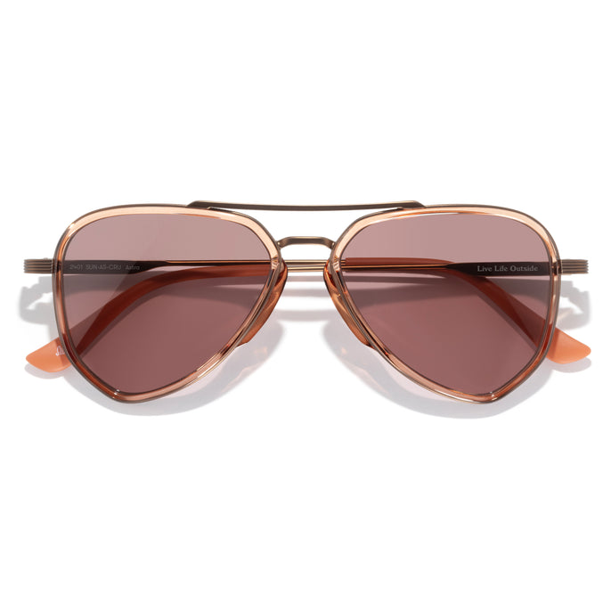Astra - Copper Ruby - Sunglasses with brown lenses and gold frame on a white background