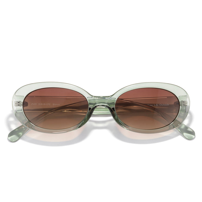 Bianca - Grass Terra Fade - green sunglasses on white background