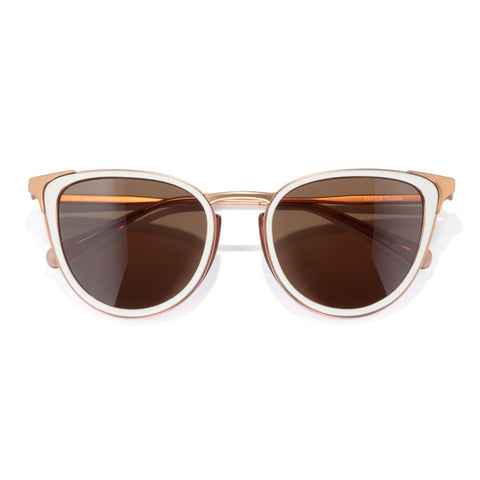 Catalina - Ivory Amber - Sunglasses with gold frame and brown lenses on a white background