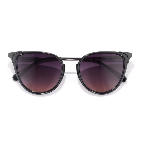 Catalina - Onyx Afterglow - Black sunglasses with purple gradient lenses on a white background