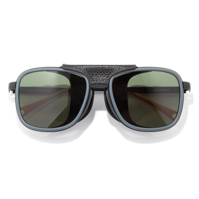 Ferrata - Storm Forest - Sunglasses with dark lenses and textured black frame on a white background