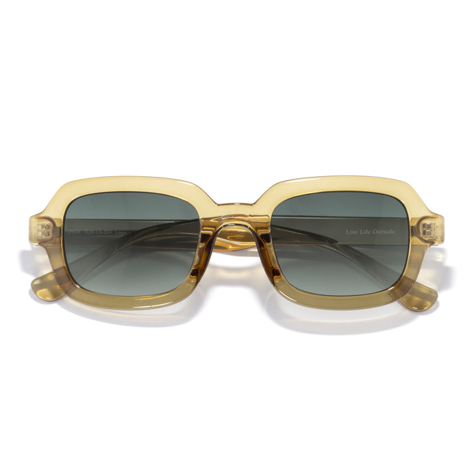 Lago - Seaweed Forest Fade - Gold-framed sunglasses with dark lenses on a white background