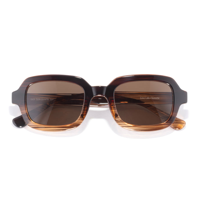 Lago - Wire Tort Amber - Sunglasses with brown gradient lenses on a white background