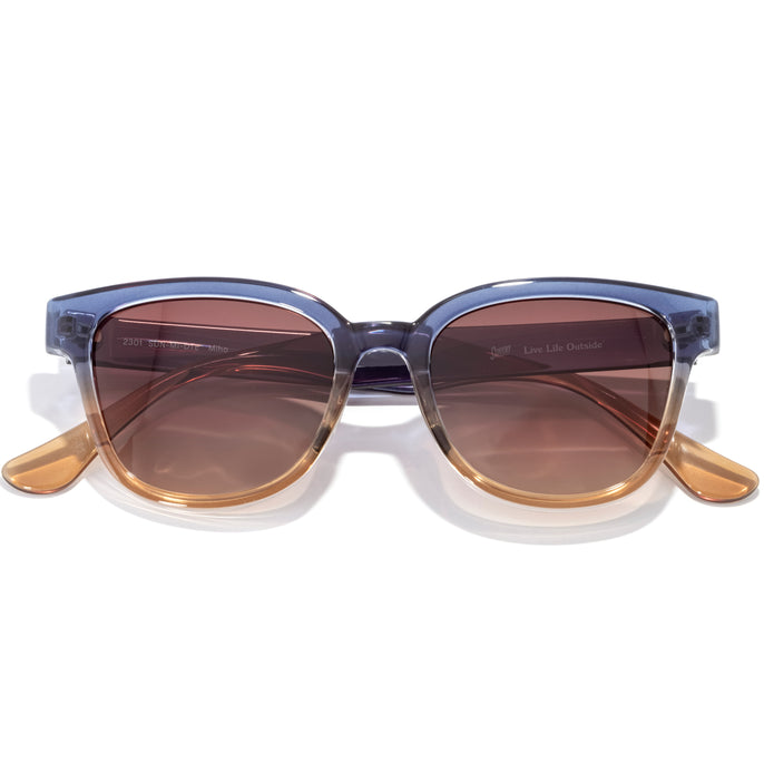 Miho - Dawn Terra Fade - Sunglasses with a blue frame and brown lenses on a white background