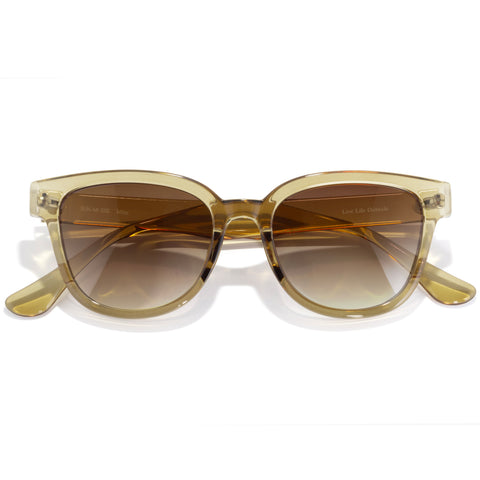 Miho - Seaweed Sepia - Brown sunglasses with a gradient lens on a white background