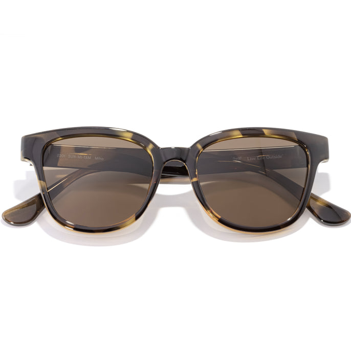 Miho - Tortoise Amber - Sunglasses with tortoiseshell frame and brown lenses on a white background