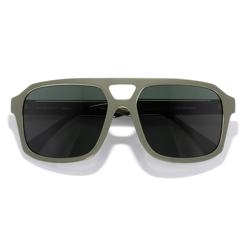 Paladino - Olive Forest - Sunglasses with green frame and dark lenses on a white background