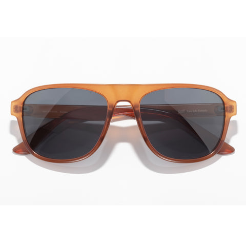 Shoreline - Rust Slate - Sunglasses with brown frame and dark lenses on a white background