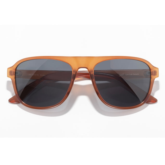 Shoreline - Rust Slate - Sunglasses with brown frame and dark lenses on a white background