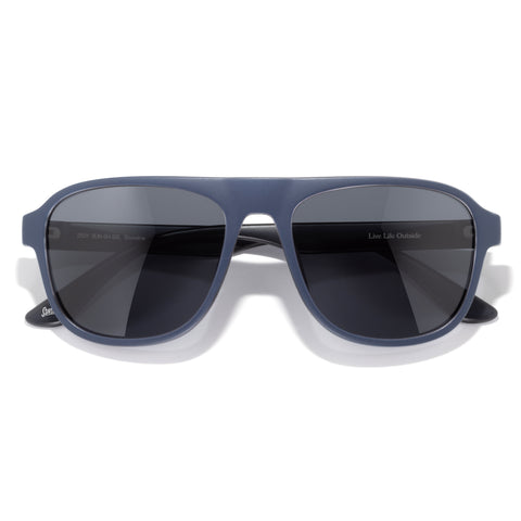 Shoreline - Spruce Slate - Blue sunglasses with dark lenses on a white background