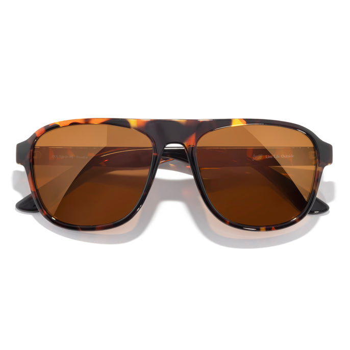 Shoreline - Tortoise Bronze - Sunglasses with tortoiseshell frame and brown lenses on a white background
