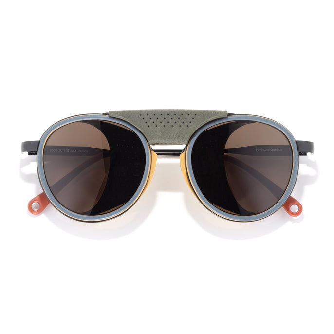 Strada - Sand Amber - Sunglasses with a unique design on a white background