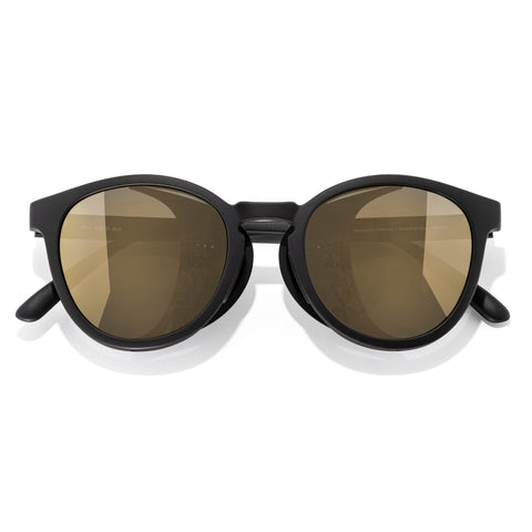 Tera - Black Gold - Black sunglasses with brown lenses on a white background