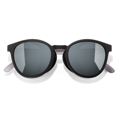 Tera - Black Silver Cat 4 - Black sunglasses with gray lenses on a white background