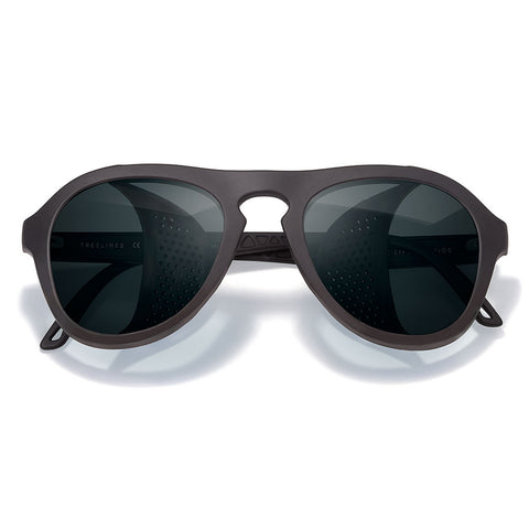 Treeline - Black Slate - Sunglasses with dark lenses and brown frame on a white background
