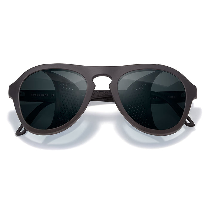 Treeline - Black Slate - Sunglasses with dark lenses and brown frame on a white background