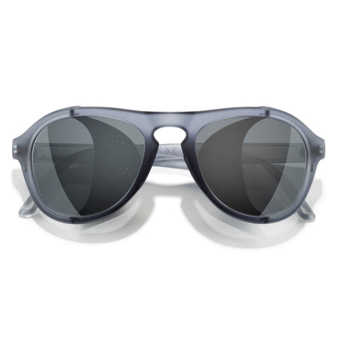 Treeline - Navy Silver - Sunglasses with dark lenses on a white background
