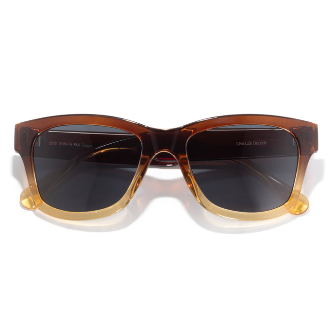Targa - Ember Midnight - front view of brown gradient sunglasses with slate lens