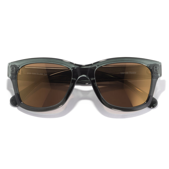 Targa - Pine Bronze - front view of seafoam green sunglasses on white background