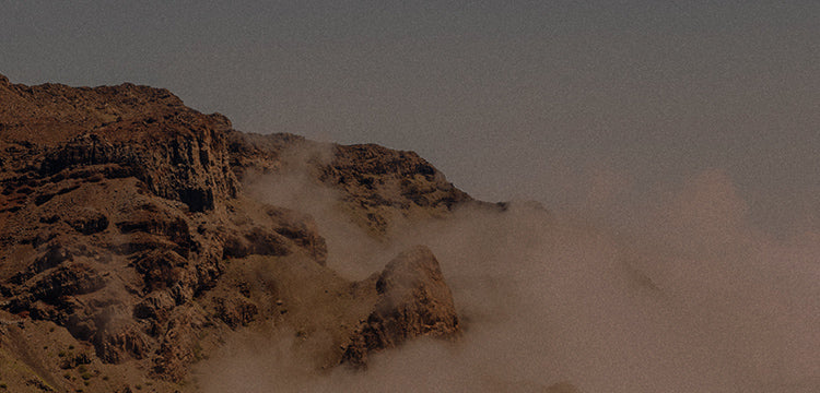 mountain range with fog