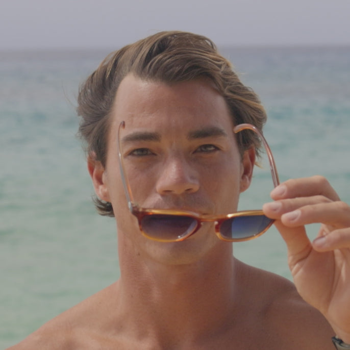 man trying on yuba sunglasses
