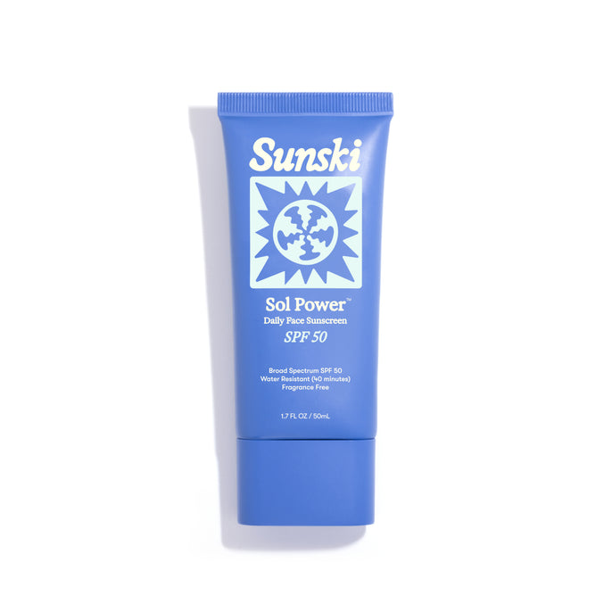 Sol Power SPF 50 Sunscreen - 1.7 Fl oz / 50 mL - Sunski Sol Power sunscreen tube on a white background
