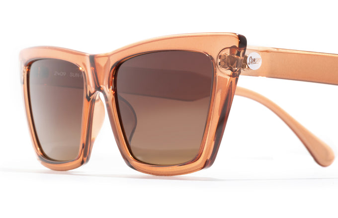 sunski fiorella copper terra fade close up three quarter angle