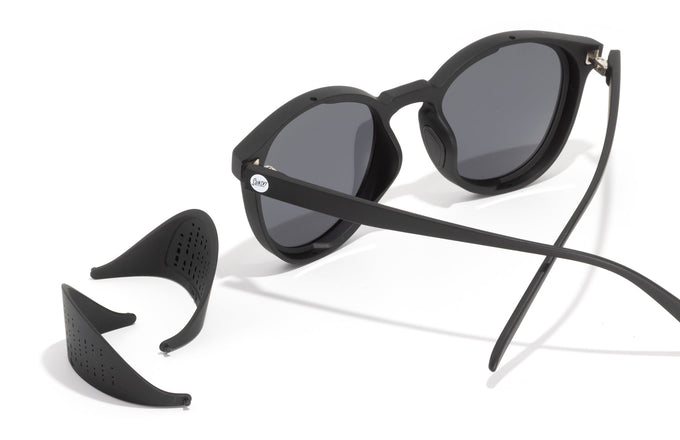sunski tera black gold back angle with side shields removed
