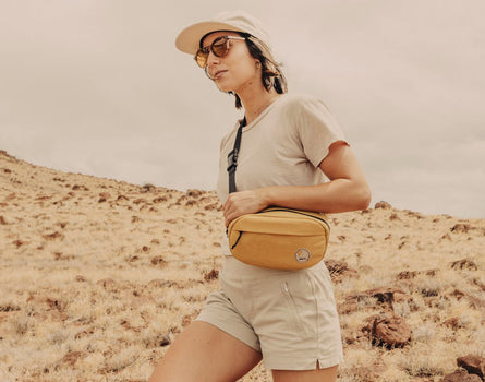 girl hiking wearing sunski sling